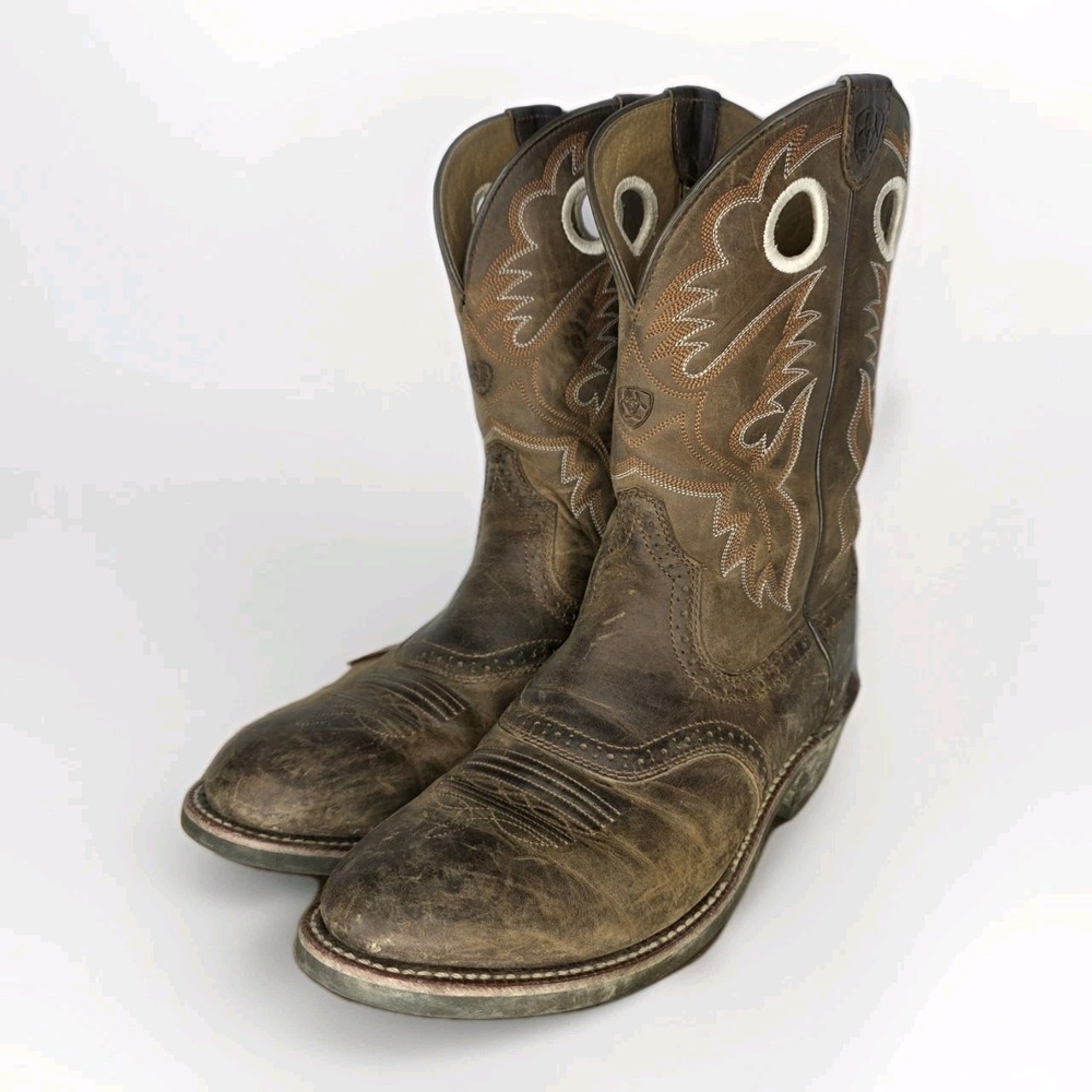 Ariat Heritage Roughstock Western Boot Mens 10 B Narrow Leather Great Soles